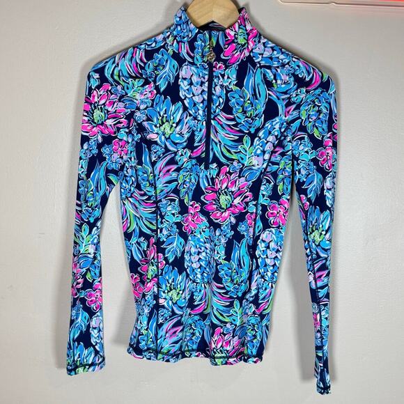 Lilly Pulitzer UPF 50+ Skipper Popover XS Pink Multicolor print Beach Longsleeve - Picture 1 of 8